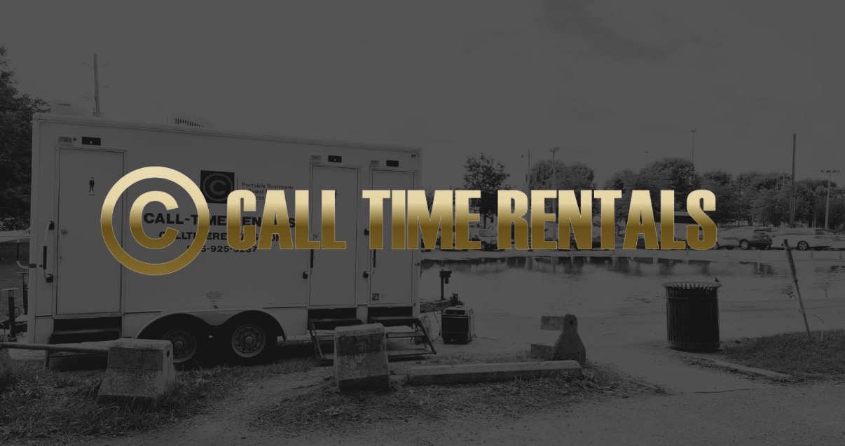 Call Time Rentals restroom trailer on location at an outdoor event site